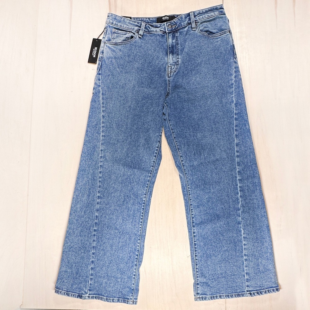 NWT Hudson Jeans Seamed Wide Leg Denim Pants Light Wash Size 12 High Rise